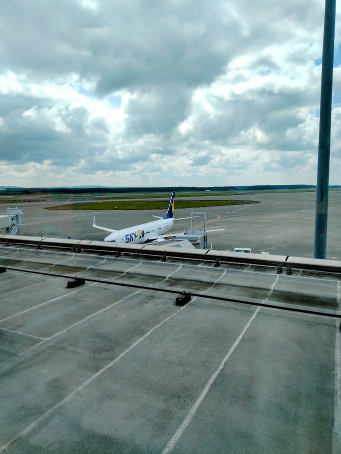 客室窓から見えているスカイマークの機体